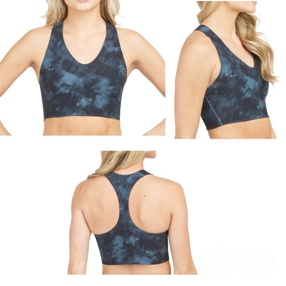 SPANX Mesh Printed Longline Medium Impact Storm Tie Dye Sports Bra Size XS